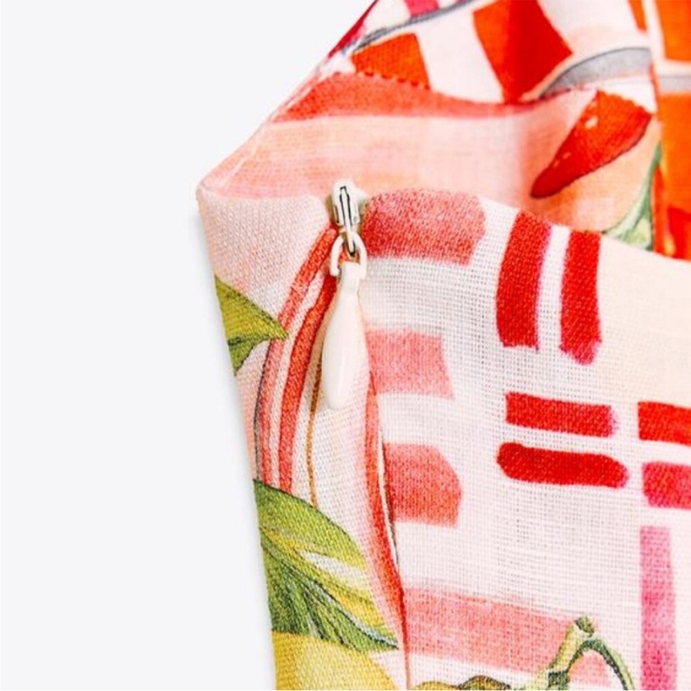 Zara Multicolor Floral Midi Dress linen cotton blend - Picture 7 of 8